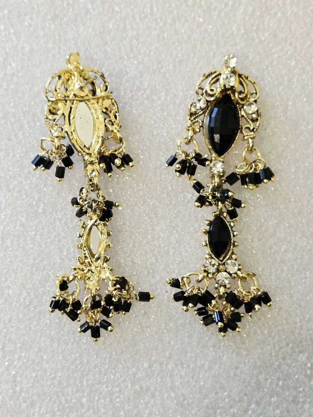 Vintage Black and Gold chandelier earrings - Women Jewelry